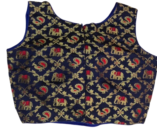 Raw Silk Royal blue Designer Blouse 37